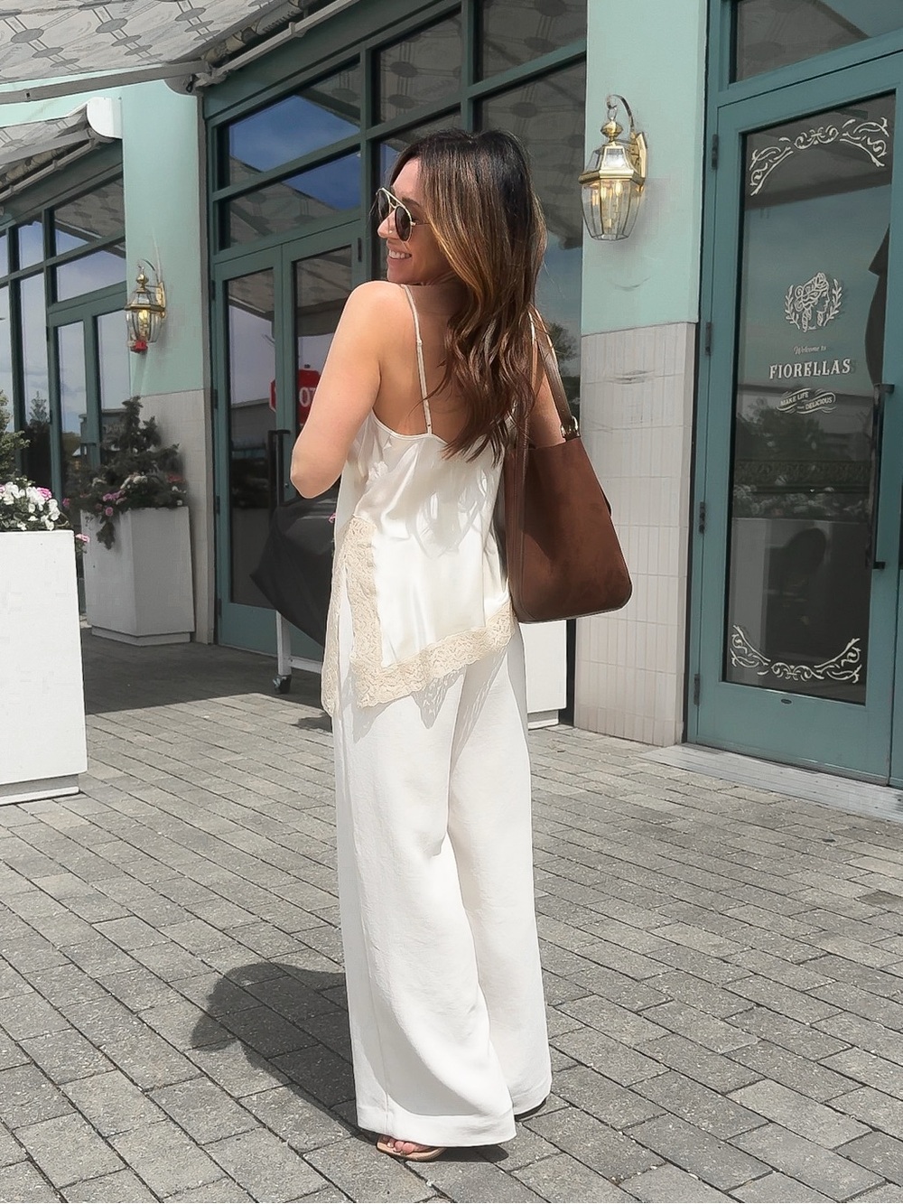 Aritzia Cream Satin Lace-Trim Camisole - Picture 2 of 4